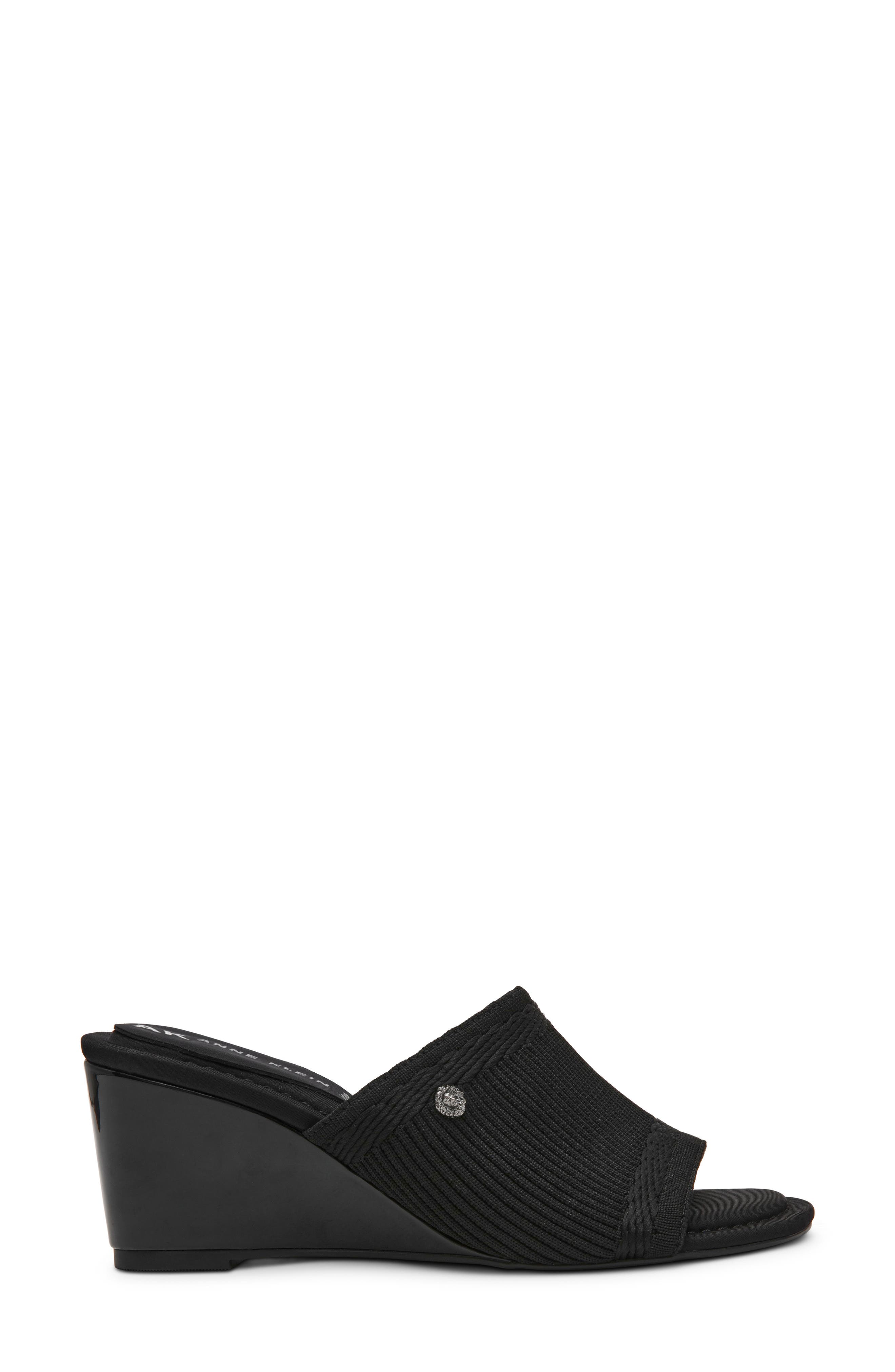Anne Klein Capley Wedge Sandal, Alternate, color, Black Knit