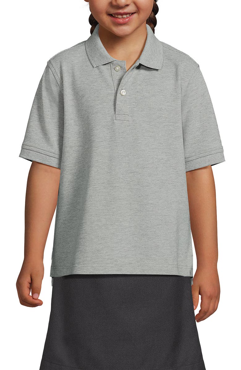 Lands' End School Uniform Kids Short Sleeve Mesh Polo Shirt, Main, color, Gray Heather