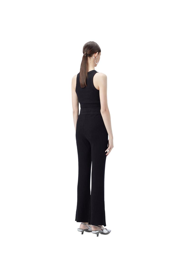 Drawstring Ribbed Cotton Silk Cashmere Blend Flares, Alternate, color, black