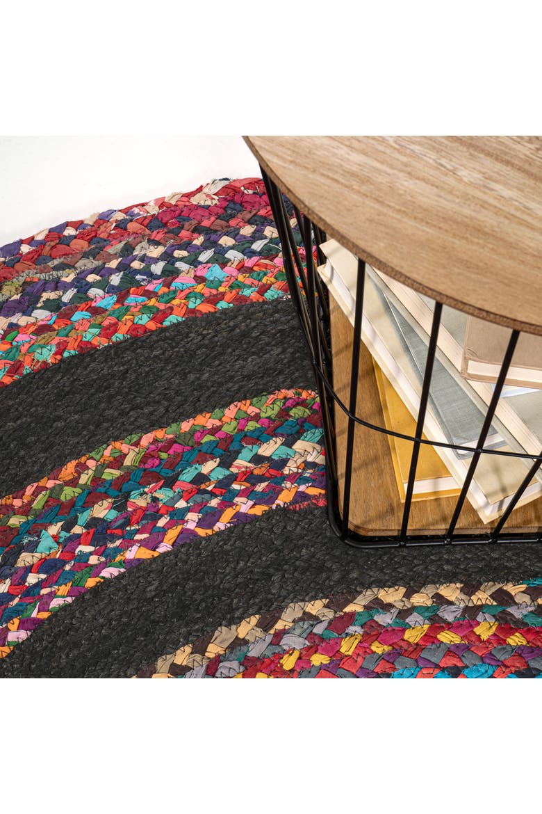 Abyss Braided Bohemian Coastal Round Jute Round Area Rug, Alternate, color, Red/Multi