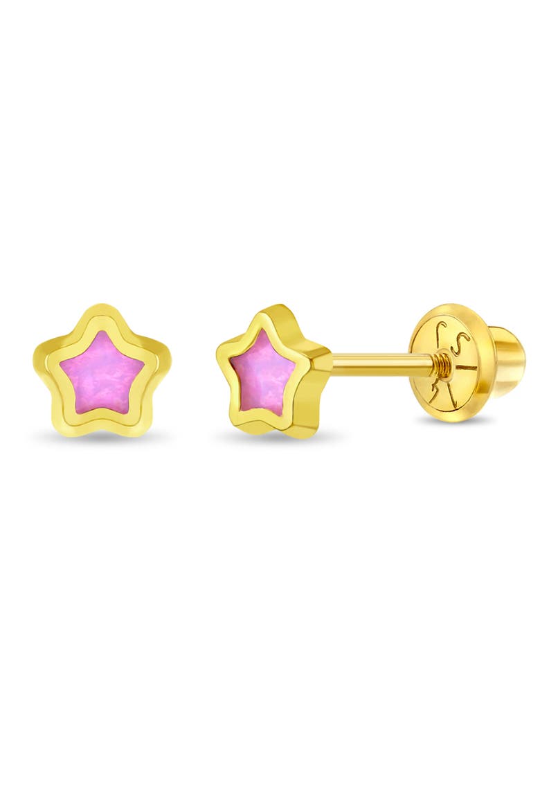 14k Pretty in Pink Girl Earrings, Main, color, Pink