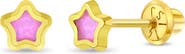 In Season Jewelry 14k Pretty in Pink Girl Earrings