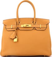 Pre-Owned Hermes Birkin Handbag Brown Togo with Gold Hardware 30