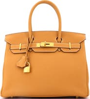 Pre-Owned Hermes Birkin Handbag Brown Togo with Gold Hardware 30