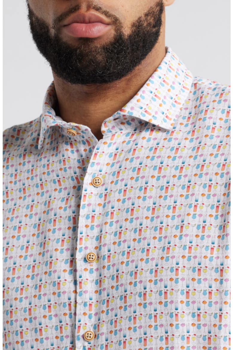 5 O'Clock Somewhere Short Sleeve Linen & Lyocell Button-Up Shirt, Alternate, color, WHITE