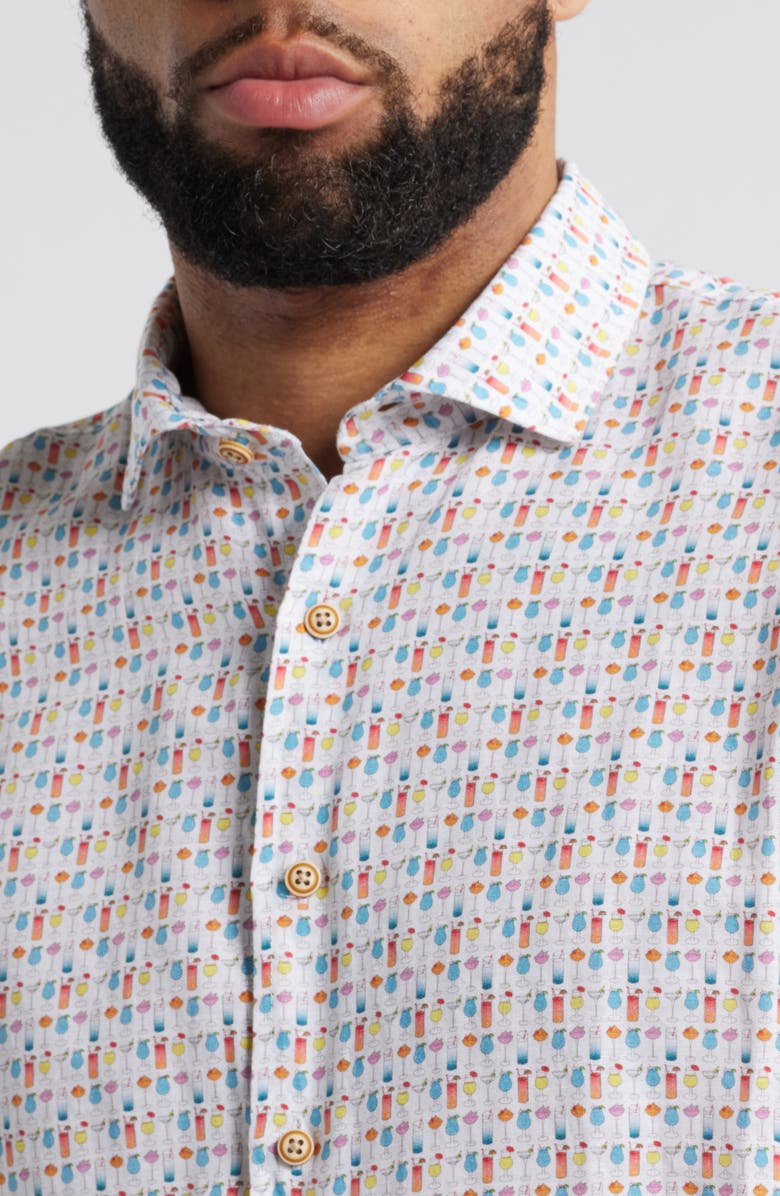 johnnie-O 5 O'Clock Somewhere Short Sleeve Linen & Lyocell Button-Up Shirt, Alternate, color, White