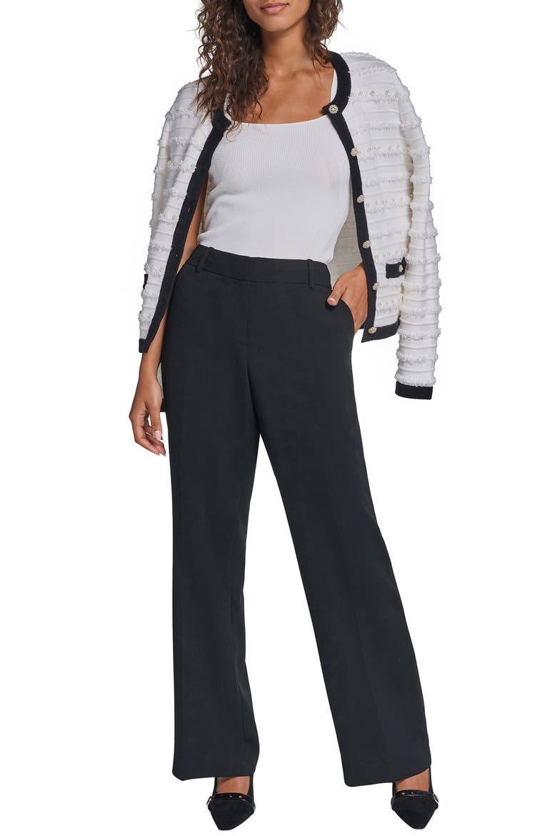 Imitation Pearl Fringe Cardigan, Alternate, color, SOFT WHITE/ BLACK