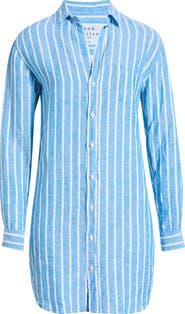 Frank & Eileen Mary Stripe Classic Long Sleeve Linen Shirtdress