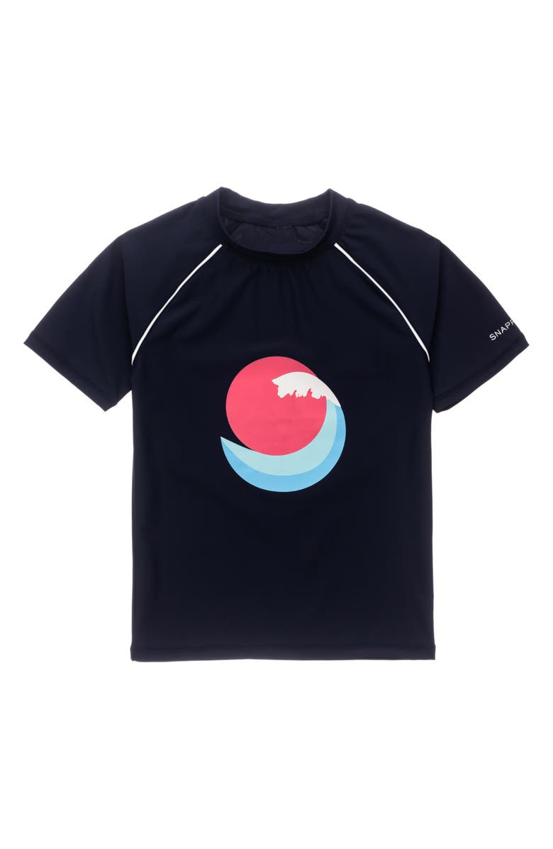 Snapper Rock Kids' Sunset Wave Short Sleeve Rashguard, Main, color, 