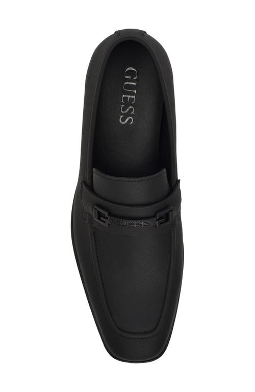 Guess Hollas Bit Penny Loafer In Blk01 - Black Saffiano Texture