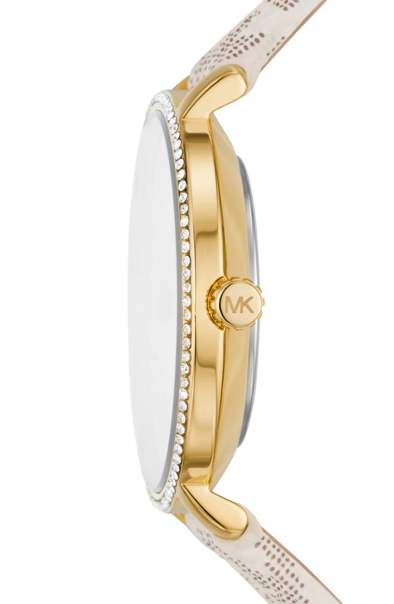 Michael Kors MICHAEL Michael Kors Mini Pyper MK Logo Leather Strap Watch & Bracelet Set, 32mm, Alternate, color, 
