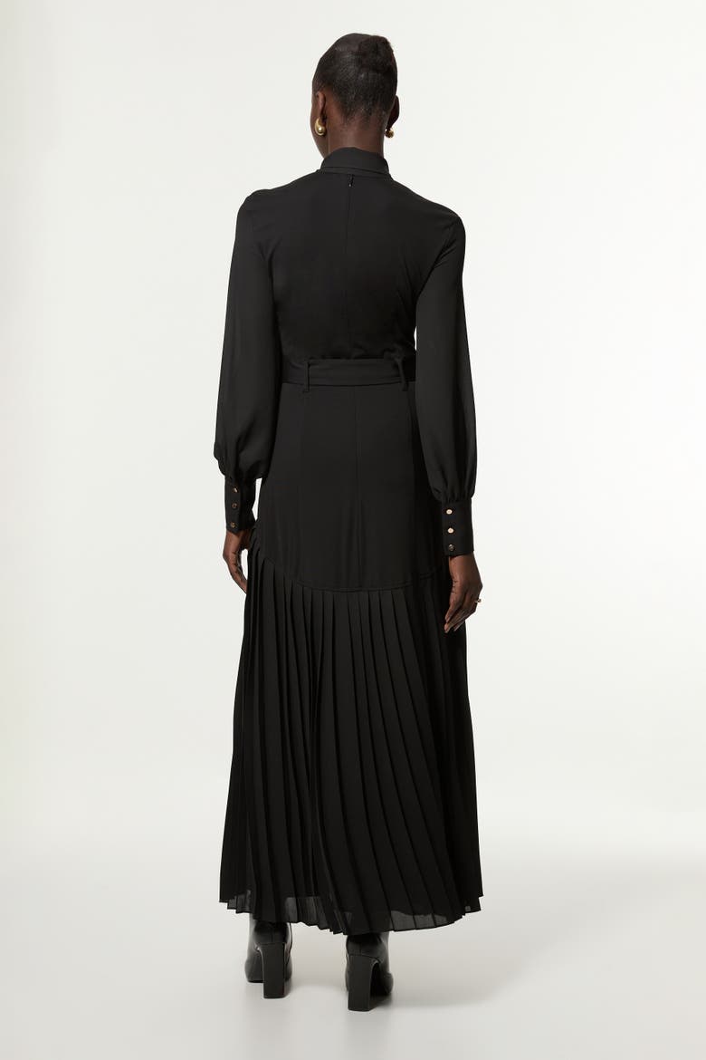 Jersey Ponte Georgette Mix Maxi Dress, Alternate, color, Black