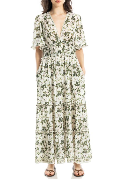 Ruffle Sleeve Tiered Maxi Dress