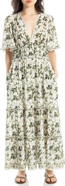 MAX STUDIO Ruffle Sleeve Tiered Maxi Dress