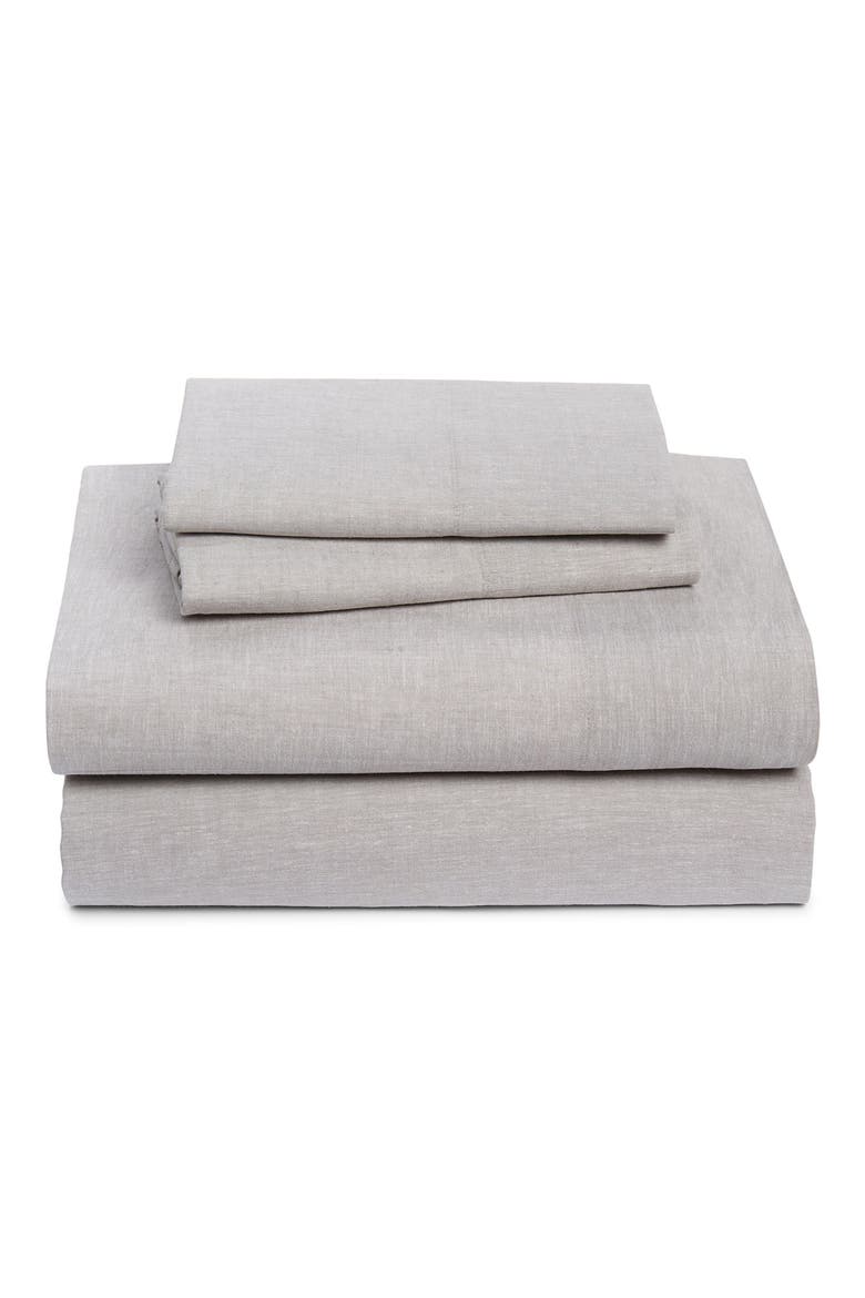 Luxury Lyocell & Linen Duvet Cover & Sham Set, Main, color, GREY DRIZZLE