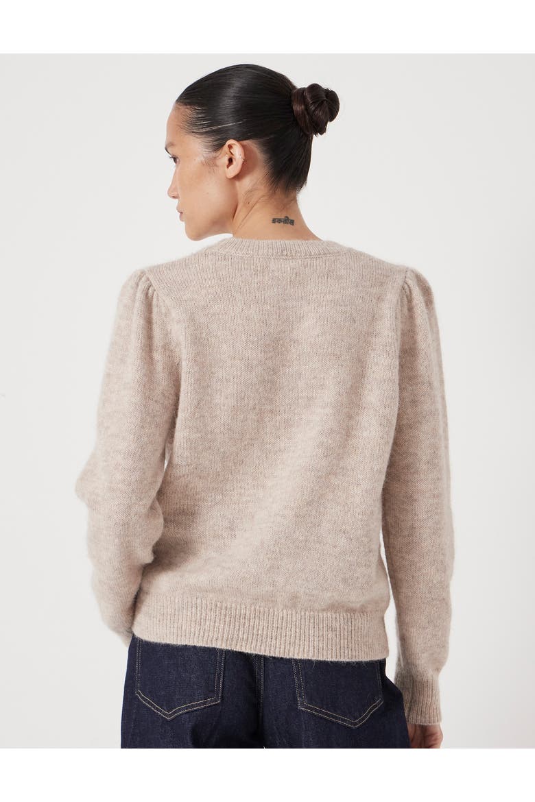 Gathered Shoulder Wool Blend Sweater, Alternate, color, Off White