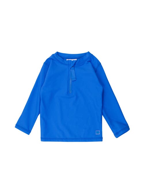 Ruggedbutts Boys Upf50+ Sun Protected Zipper Long Sleeve Rash Guard In Sonic Blue