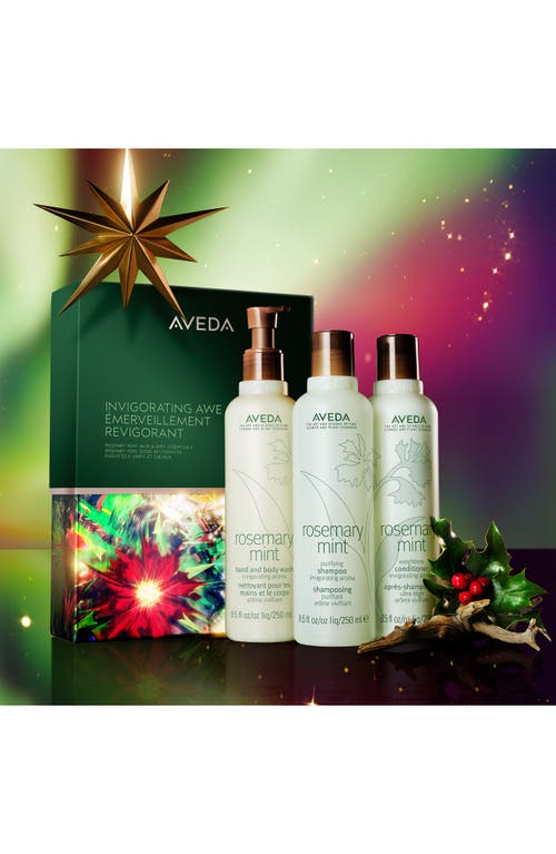 Aveda Invigorating Awe: Rosemary Mint Hair & Body Essentials 3-piece Set $74 Value In Transparent