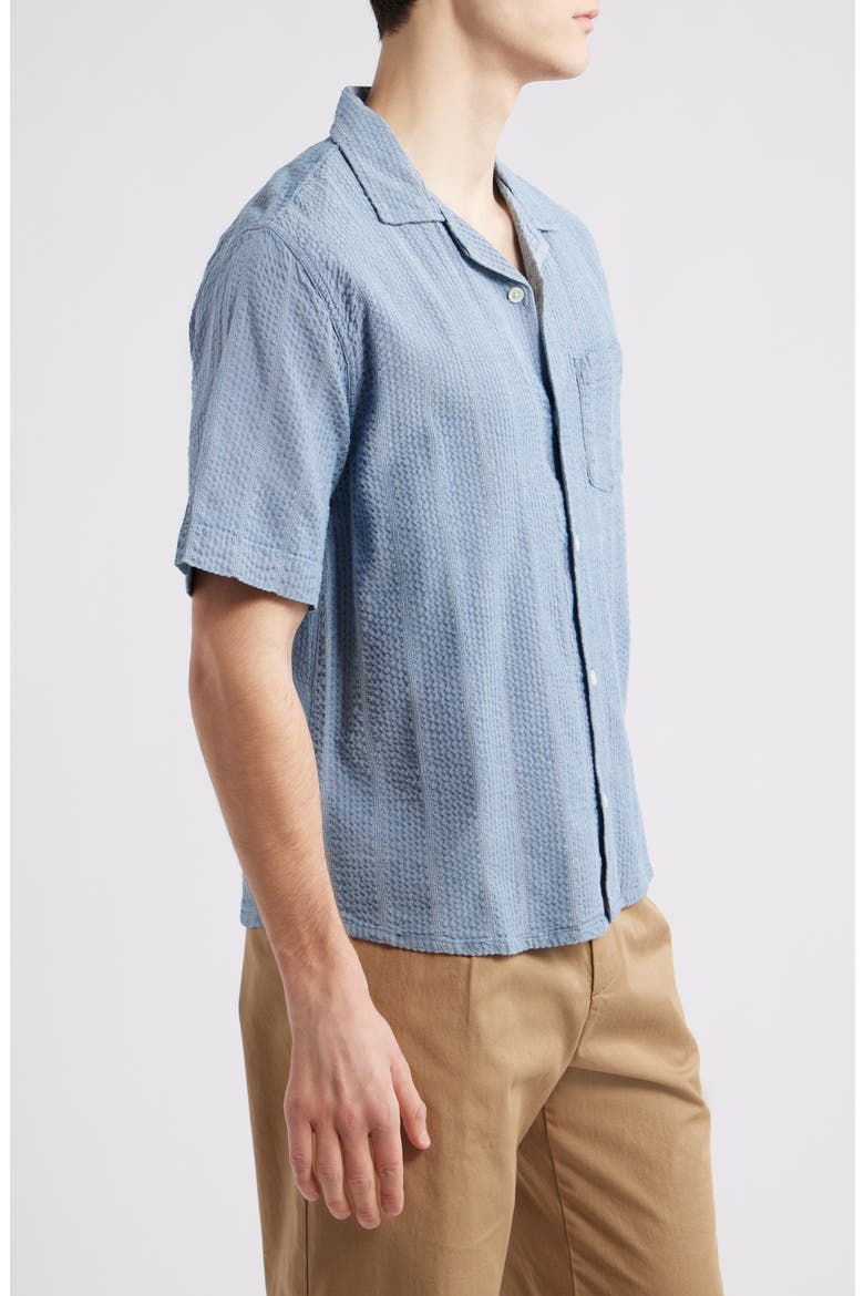 Stripe Seersucker Camp Shirt, Alternate, color, INDIGO