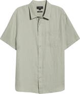 Vince Classic Fit Short Sleeve Linen Shirt