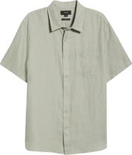 Vince Classic Fit Short Sleeve Linen Shirt