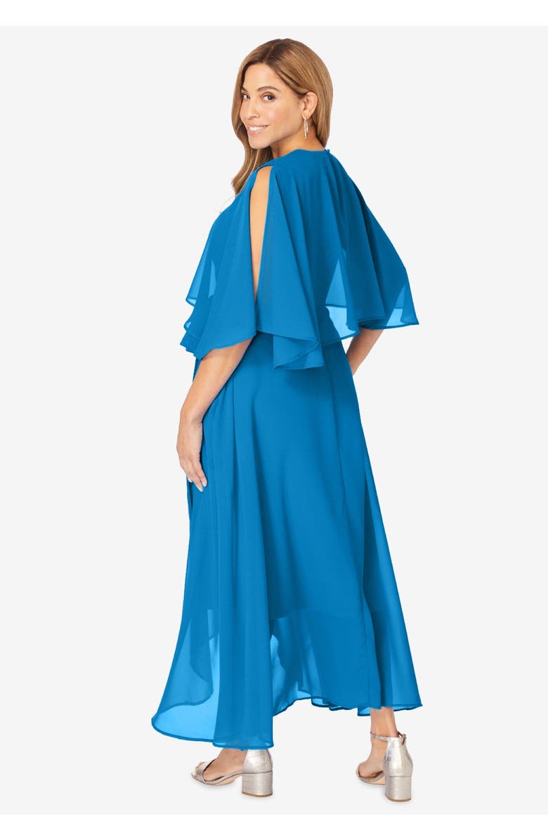 Jessica London Georgette Maxi Cape Sleeve Dress, Alternate, color, Evening Blue