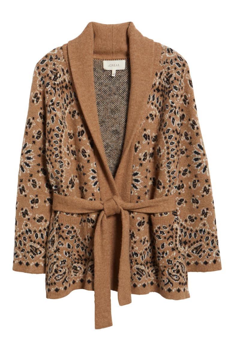The Bandana Shawl Collar Cardigan, Alternate, color, CAMEL