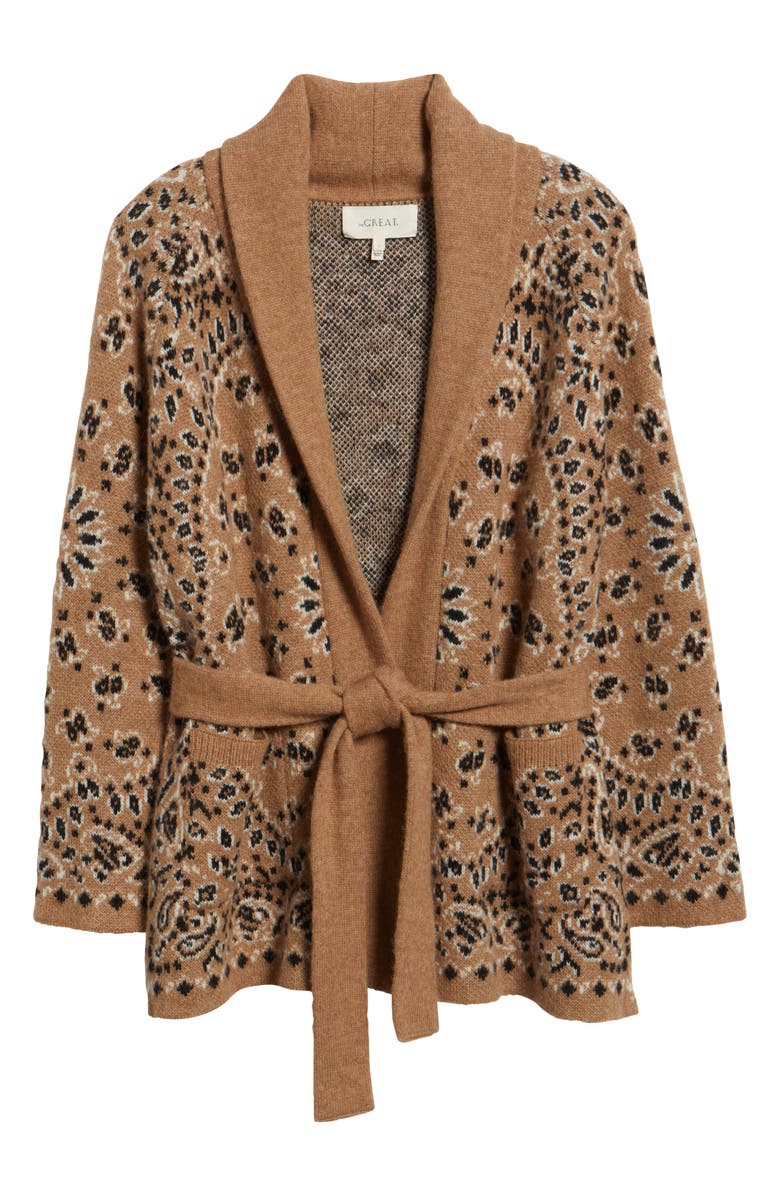 THE GREAT. The Bandana Shawl Collar Cardigan, Alternate, color, 