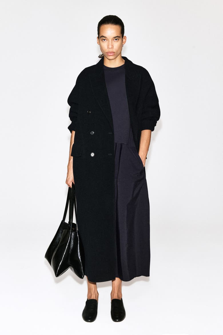 Dropped-waist Contrast-panel Midi Dress, Alternate, color, NAVY