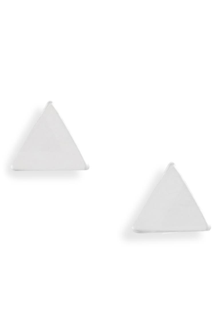 Lucca Triangle Stud Earrings, Main, color, SILVER