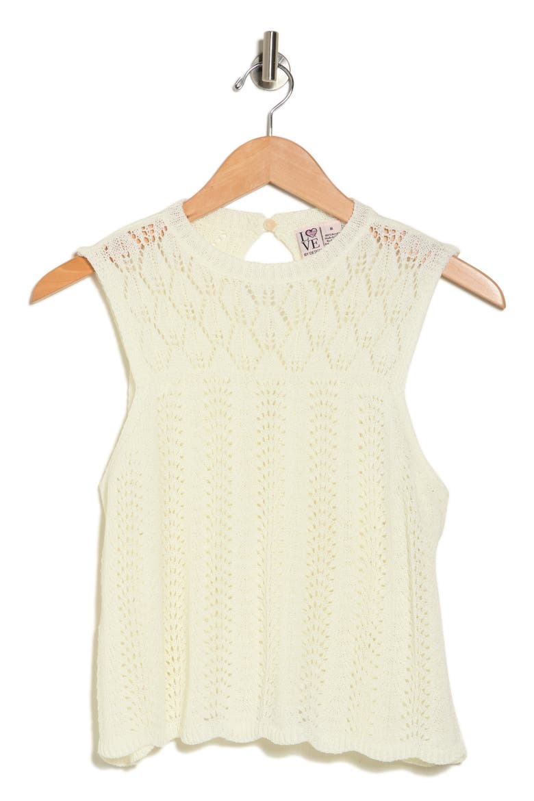 Sofia Crochet Sleeveless Sweater, Alternate, color, GARDENIA
