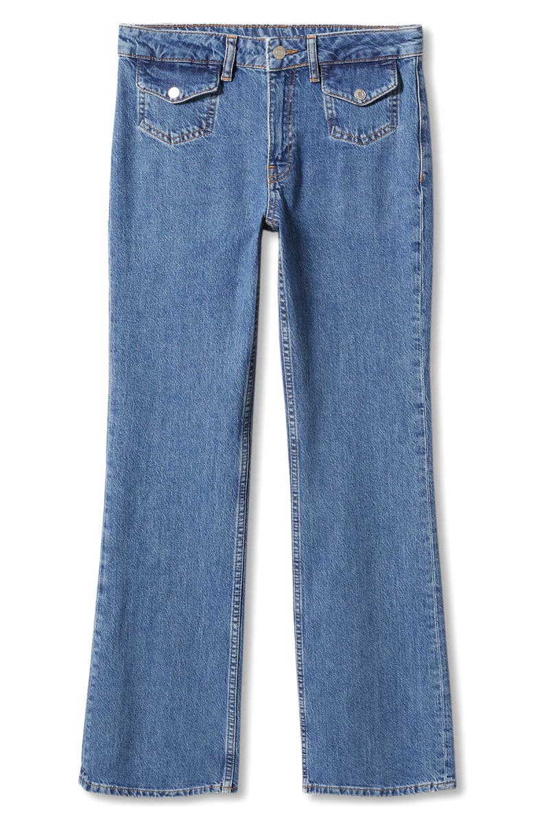 MANGO Button Flap Pocket Flare Jeans, Alternate, color, 