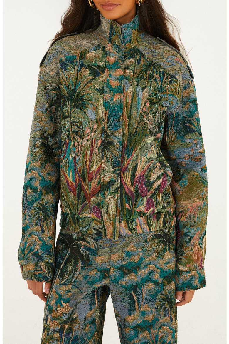 Petricor Jacquard Short Jacket, Main, color, GREEN