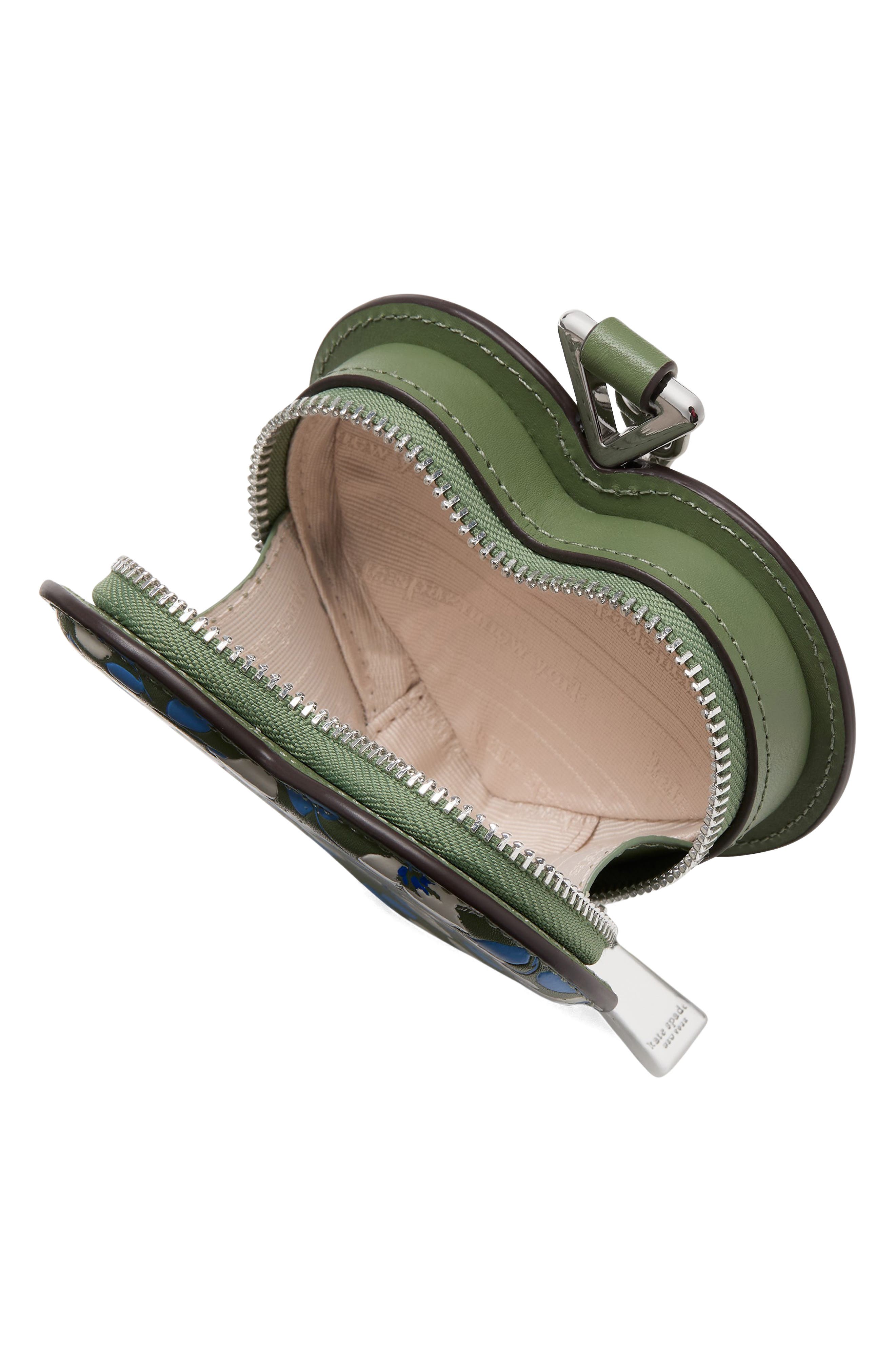 Kate Spade New York liv painterly bouquet smooth leather heart coin purse, Alternate, color, 