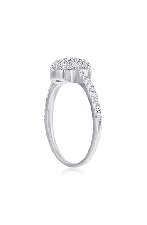 Simona Square Pavé Cubic Zirconia Ring In Silver