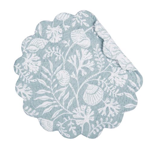 C & F Home C&f Home Seafoam Reef Scalloped Round Placemats Set Of 6 Nautical Design Coral, 17" In Blue