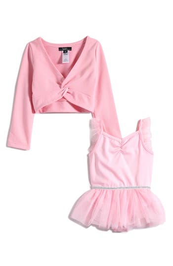 Nicole Miller Kids' Ballet Leotard & Wrap Top In Pink