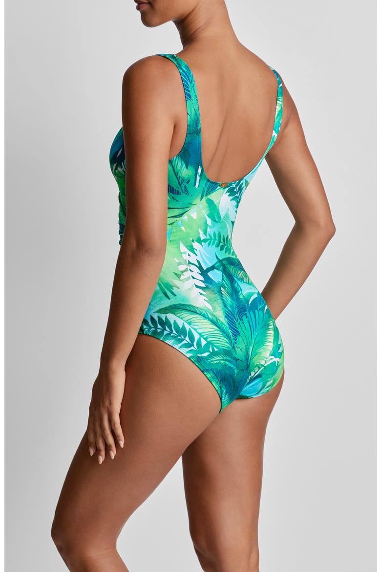 Underwire One-Piece Swimsuit, Alternate, color, GREEN MULTI