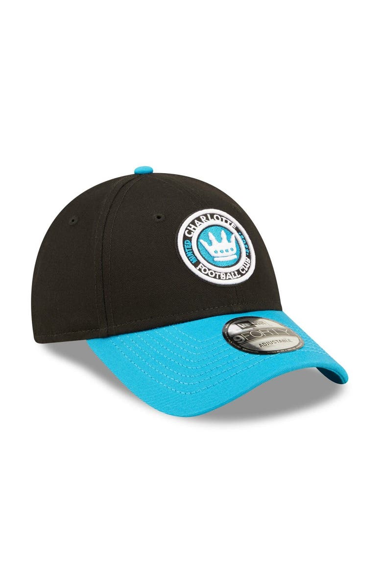 Men's New Era Black/Blue Charlotte FC Basic 9FORTY Adjustable Hat, Alternate, color, Black