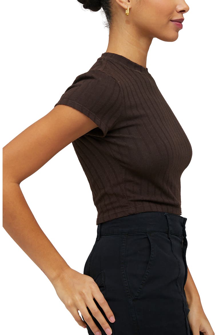 Capsleeve Crewneck T-Shirt, Alternate, color, ESPRESSO BROWN