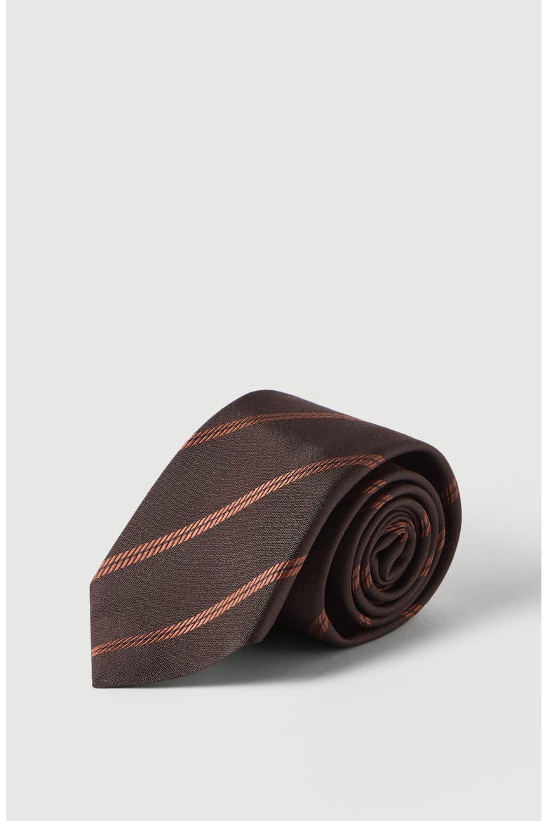 Striped silk tie, Alternate, color, Rust Brown