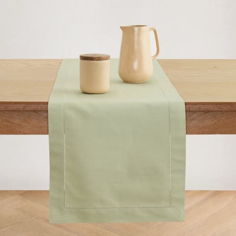 Cotton Linen Hemstitch Table Runner