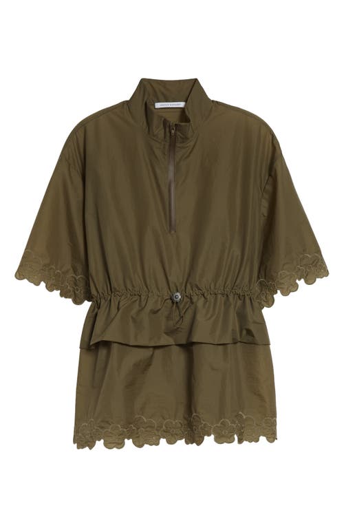 Cecilie Bahnsen Avi Floral Embroidered Peplum Top In Olive