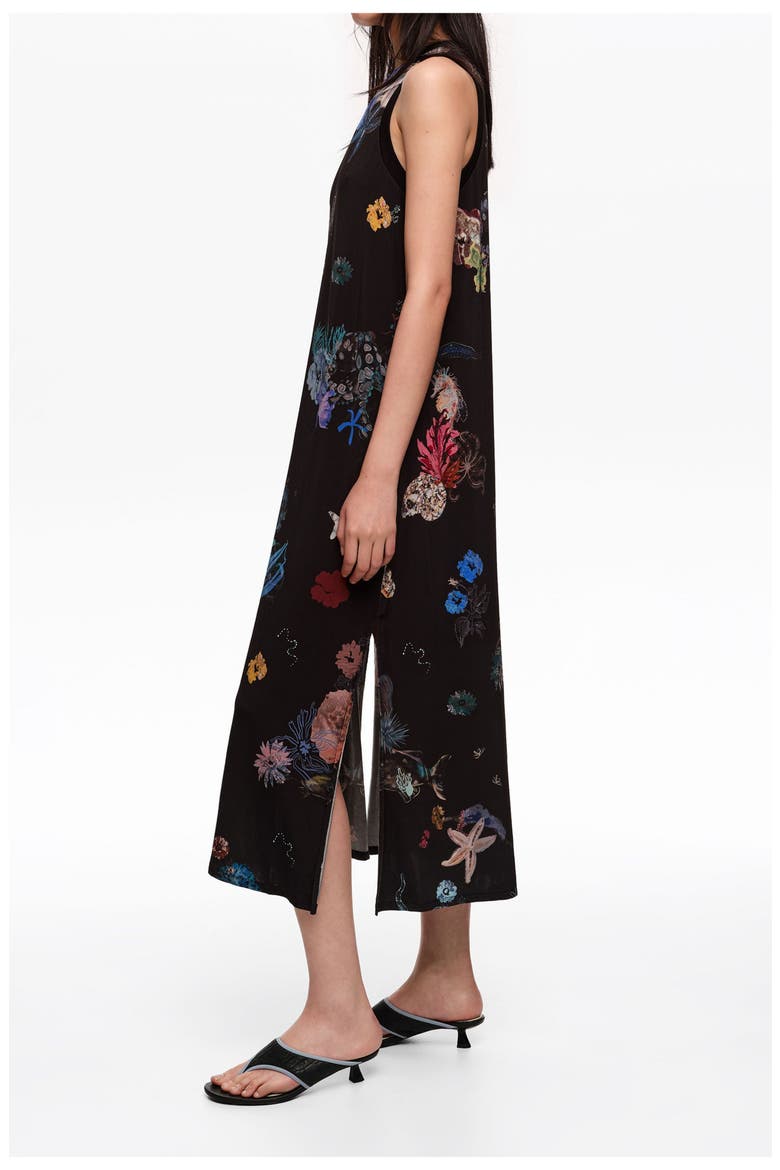 Seabed Black Flowing Sleeveless T-Shirt Dress, Alternate, color, SEABED BLACK