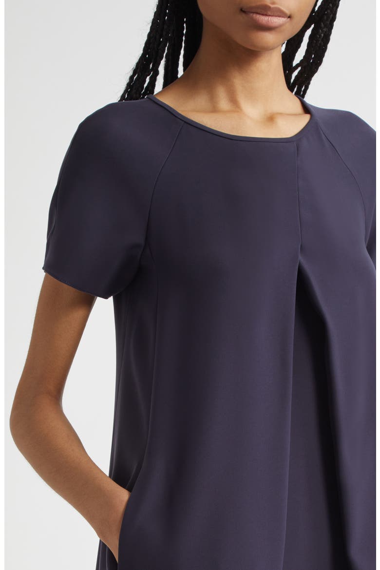 Inverted Pleat Short Sleeve Dress, Alternate, color, SOLID DARK BLUE