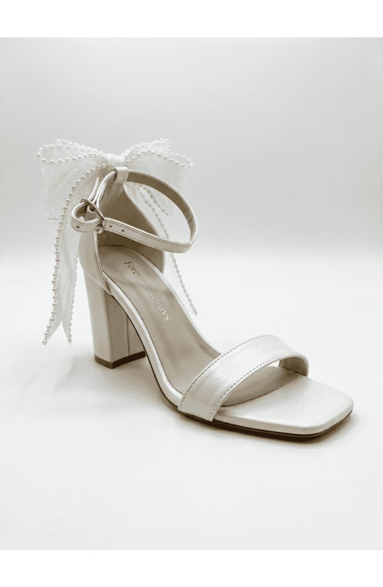 Forever & Always Shoes Evarose Bow Detail Block Heel Bridal Sandal, Main, color, Ivory
