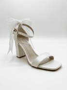 Forever & Always Shoes Evarose Bow Detail Block Heel Bridal Sandal