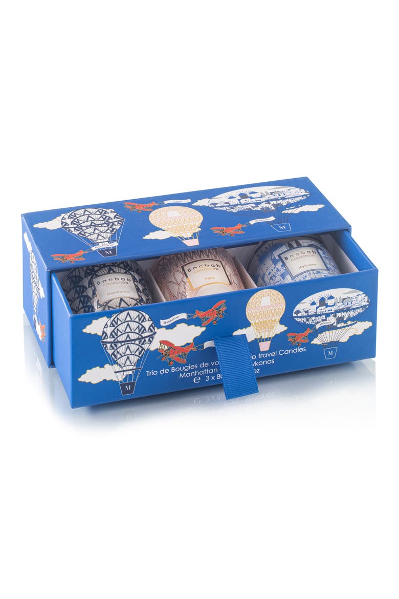 Manhattan-Paris-Mykonos Travel Candle Trio, Alternate, color, MULTICOLOR