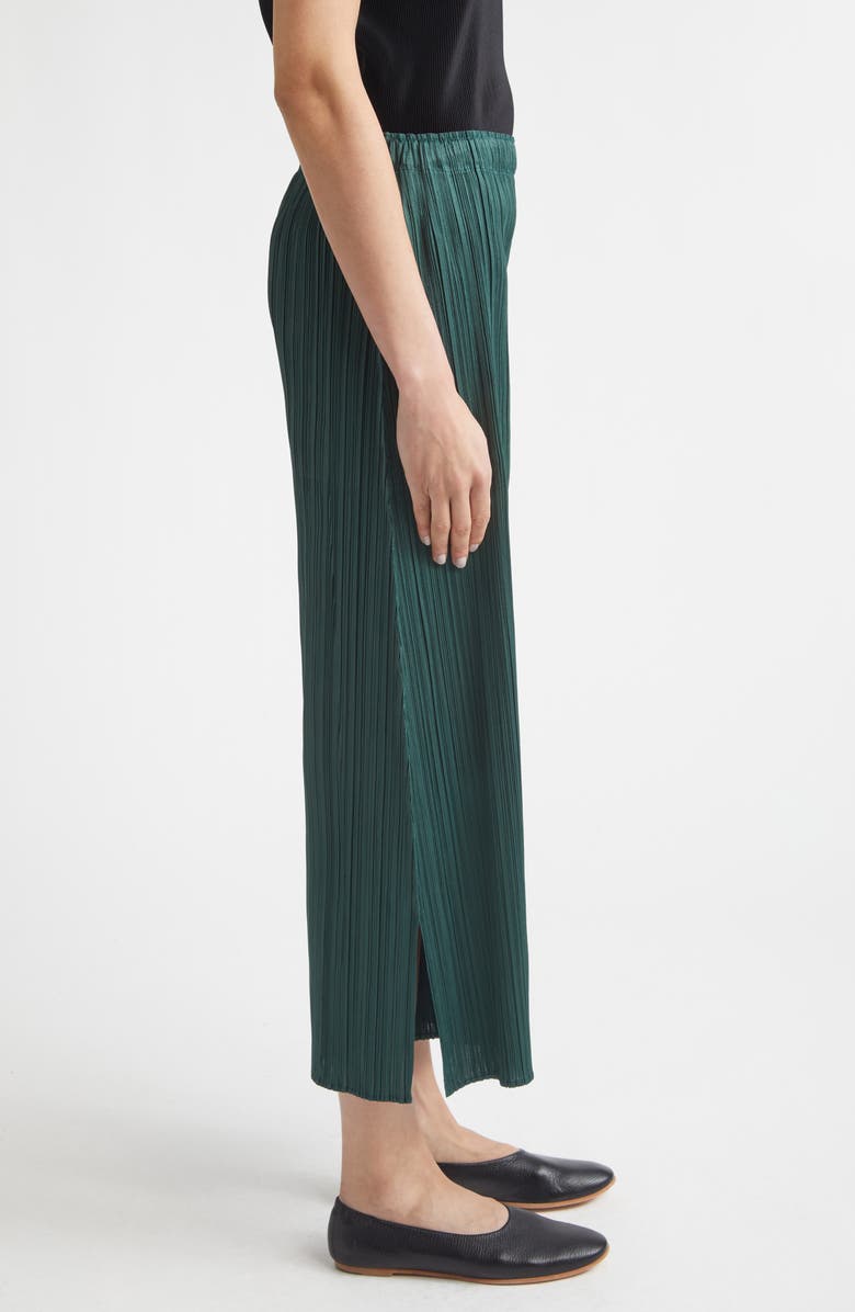 Pleats Please Issey Miyake Monthly Colors March Pleated Crop Straight Leg Pants, Alternate, color, Dark Green