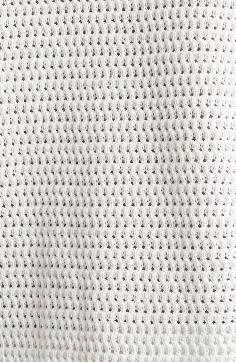 Casablanca Camp Collar Long Sleeve Cotton Crochet Cardigan, Alternate, color, White/ Black Multi